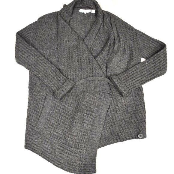 Inhabit Wool Yak Blend Waffle Knit Wrap Cardigan Sweater Jacket Size Small - Picture 2 of 14
